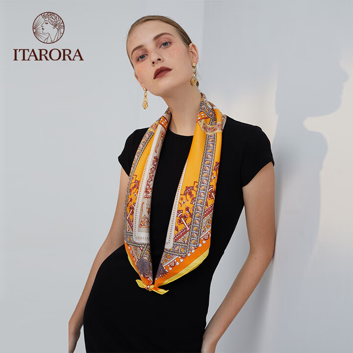 ITARORA aurora系列 「昭华」大方巾+「黄驼格」羊绒围巾